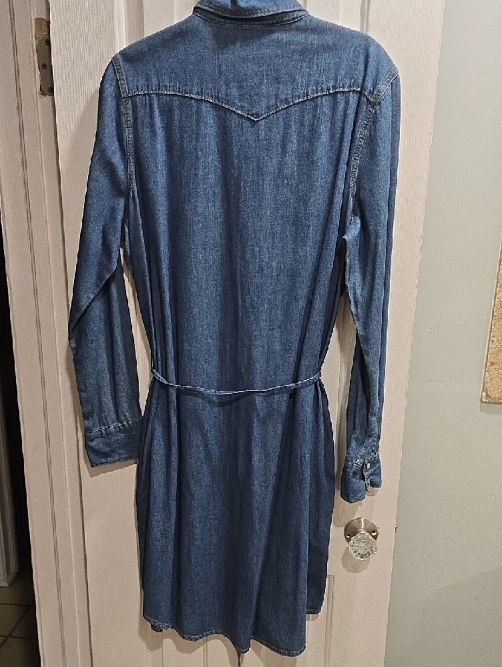 GAP 1969 Denim Shirt Dress with Tie Waist - Blue Size XL - Picture 10 of 13